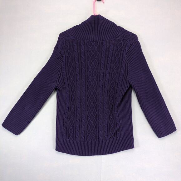 Chaps Women's L Purple Cable Knit Cotton Sweater, Whimsigoth Preppy Casual - Picture 3 of 6